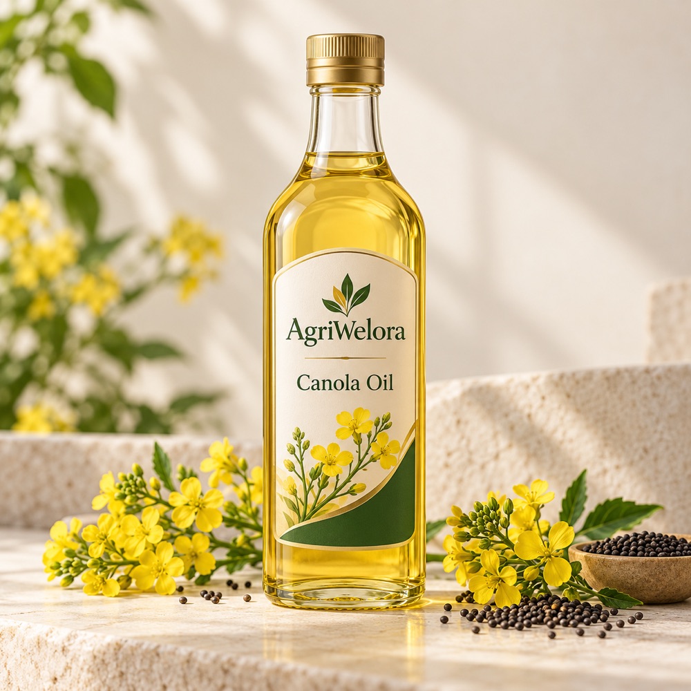 Canola Oil — AgriWelora illustrative packaging or ingredient concept